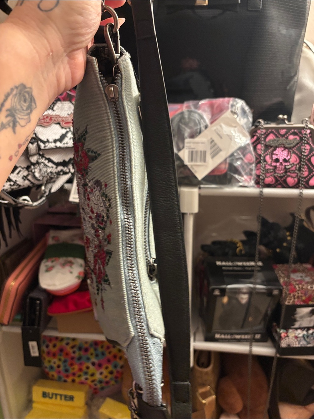 Ed Hardy Denim Shoulder Bag NWT - Picture 8 of 13